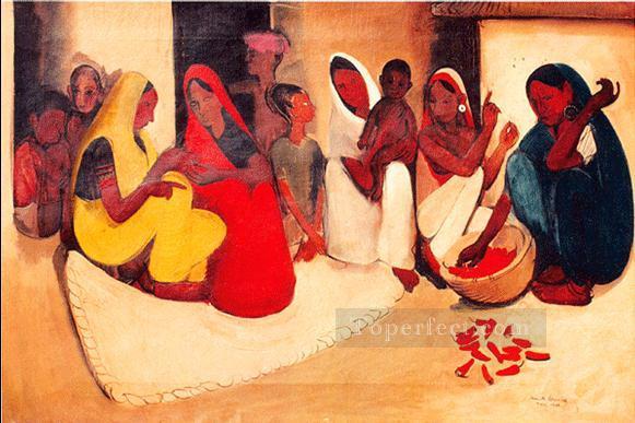 Amrita Sher Gil Village scene 1938 Indian Oil Paintings